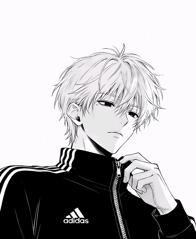 Ảnh anime trắng đen lạnh lùng với ánh mắt sâu lắng