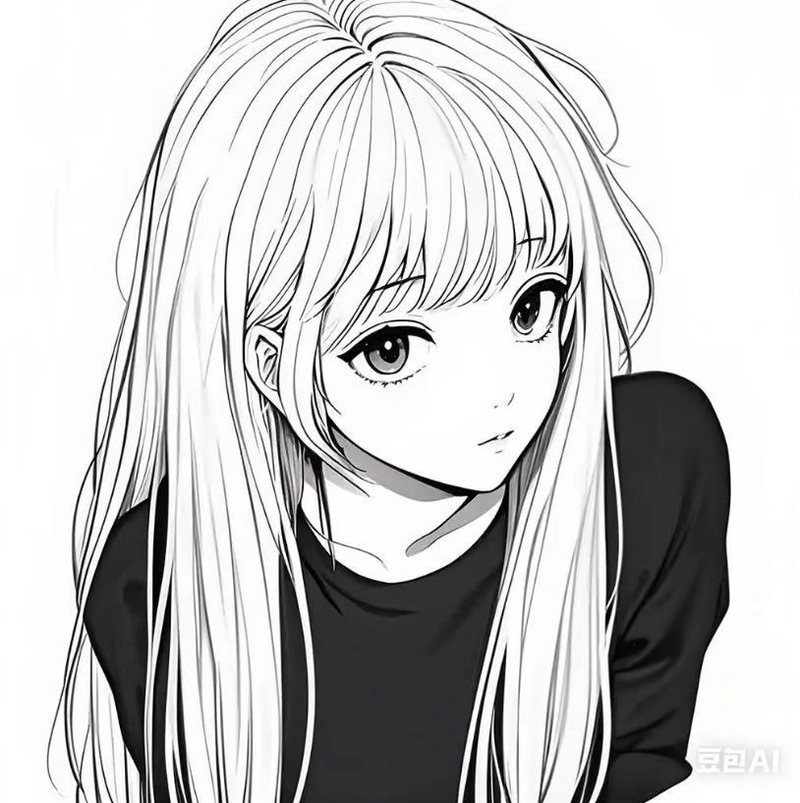 Ảnh anime trắng đen mịn màng với thần sắc dịu nhẹ
