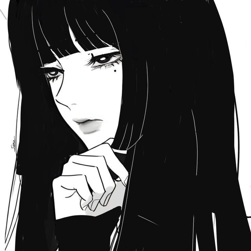 Ảnh anime trắng đen ngọt ngào với ánh mắt dịu dàng