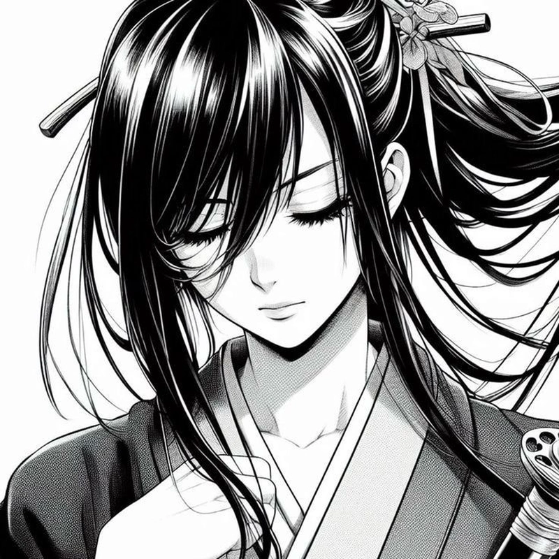 Ảnh anime trắng đen thanh nhã cùng biểu cảm cuốn hút
