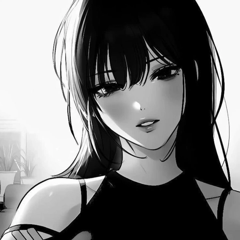 Ảnh anime trắng đen trong trẻo cùng mái tóc dài đẹp