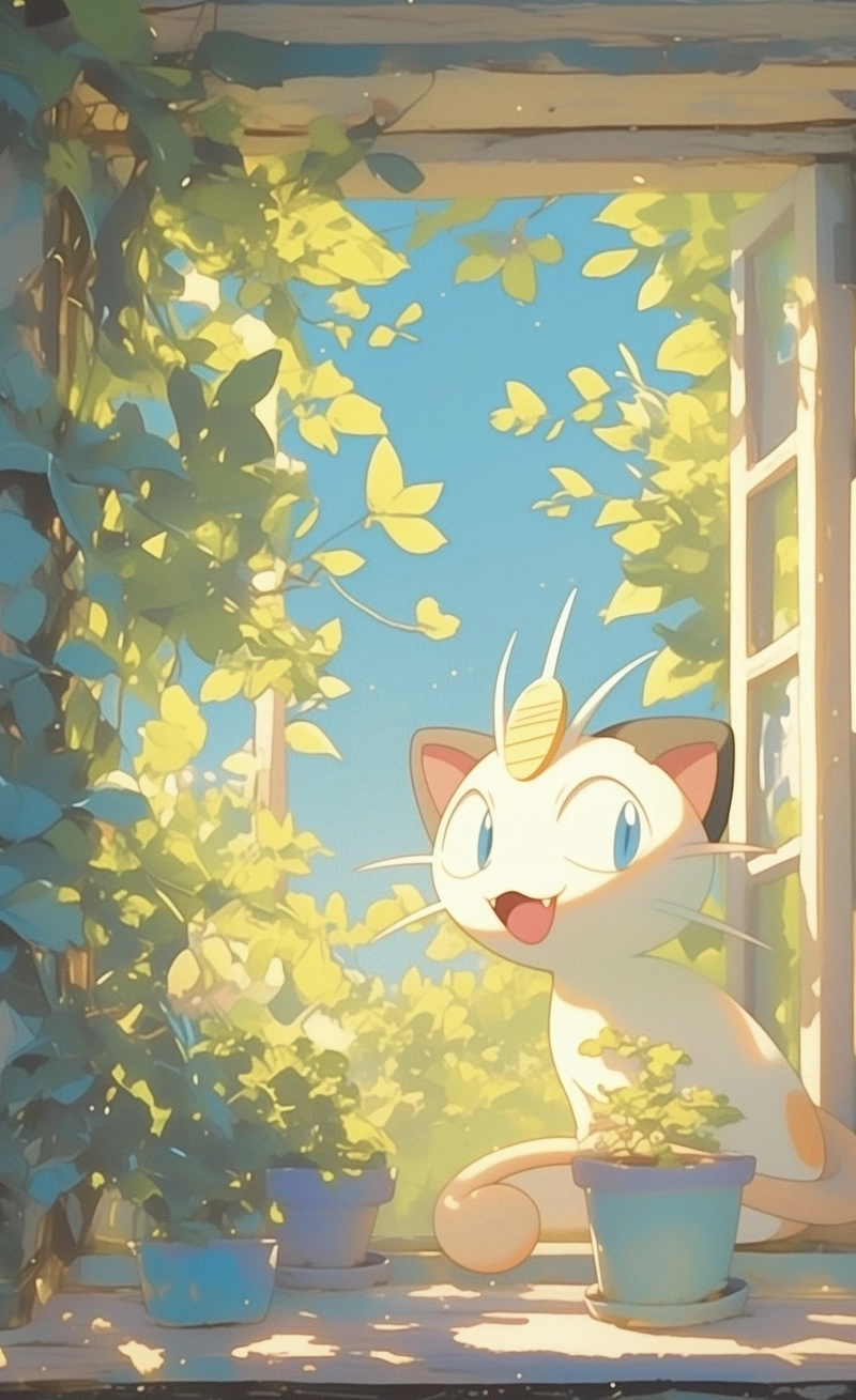 Ảnh mèo anime cuốn mắt cùng bộ lông bồng bềnh xinh