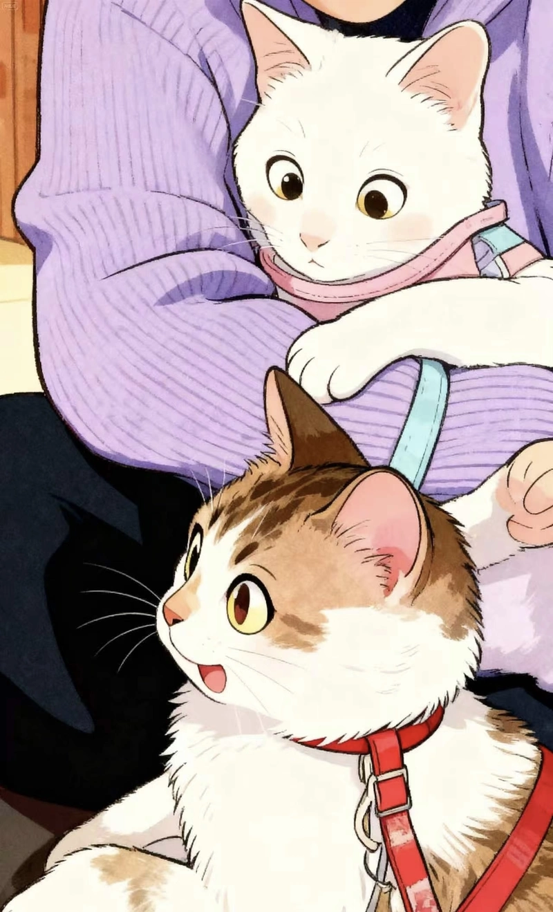 Ảnh mèo anime nghệ thuật với biểu cảm đầy tự nhiên