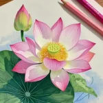 Ao sen mùa hạ hiện lên tranh vẽ hoa sen