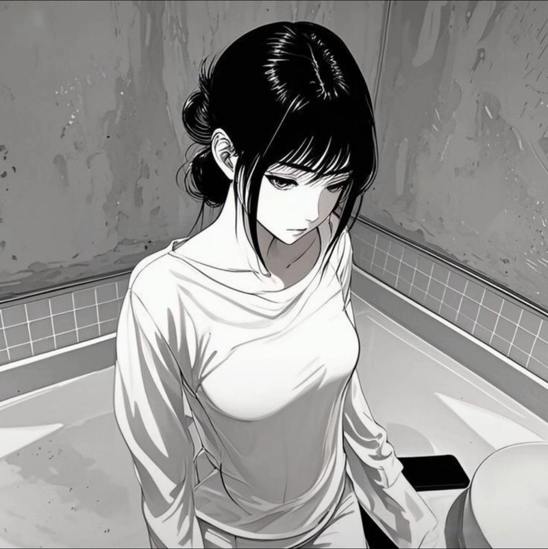 Hình ảnh anime trắng đen duyên dáng với biểu cảm đáng yêu