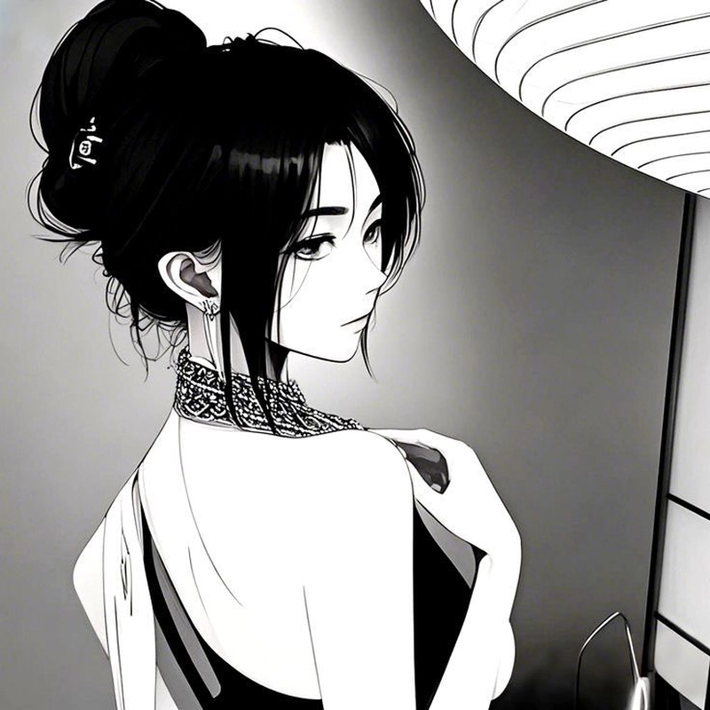 Hình ảnh anime trắng đen thơ mộng cùng mái tóc đẹp