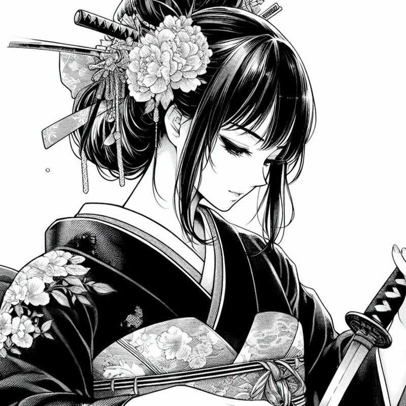 Hình ảnh anime trắng đen xinh đẹp với ánh mắt sáng