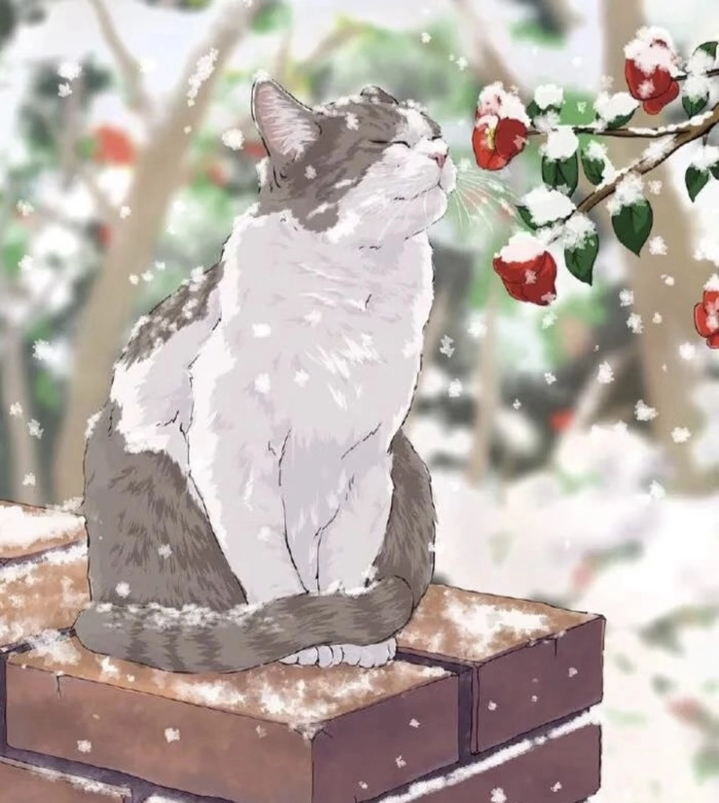 Hình ảnh mèo anime ngọt ngào với nụ cười nhẹ nhàng