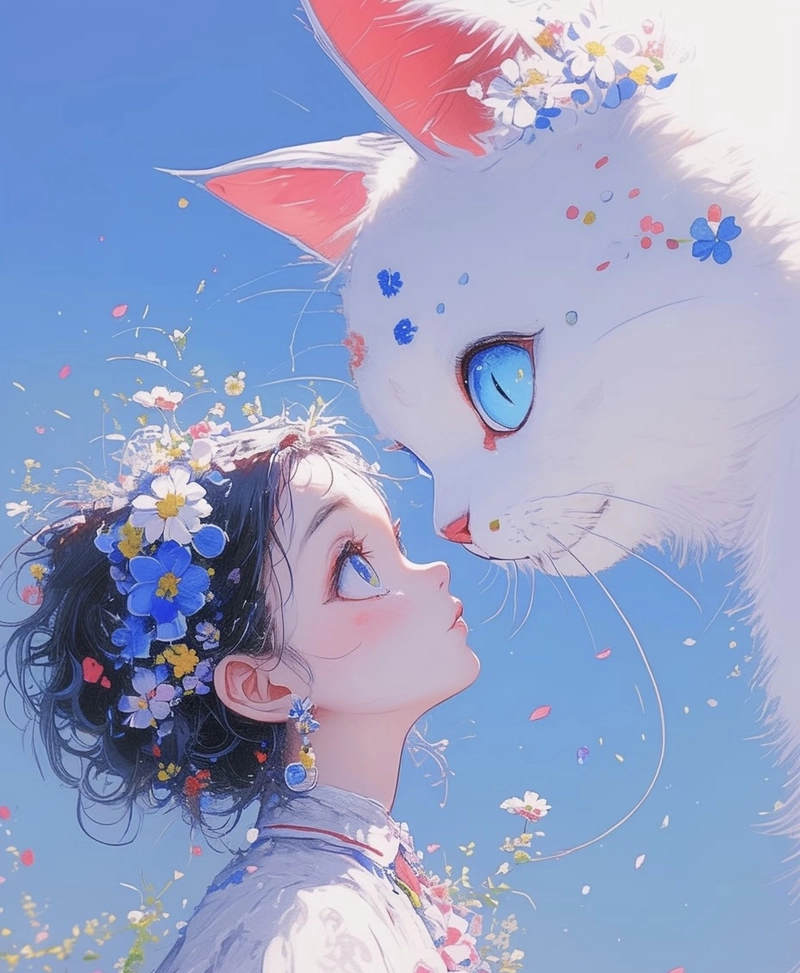 Hình ảnh mèo anime sinh động với bộ lông mềm mại