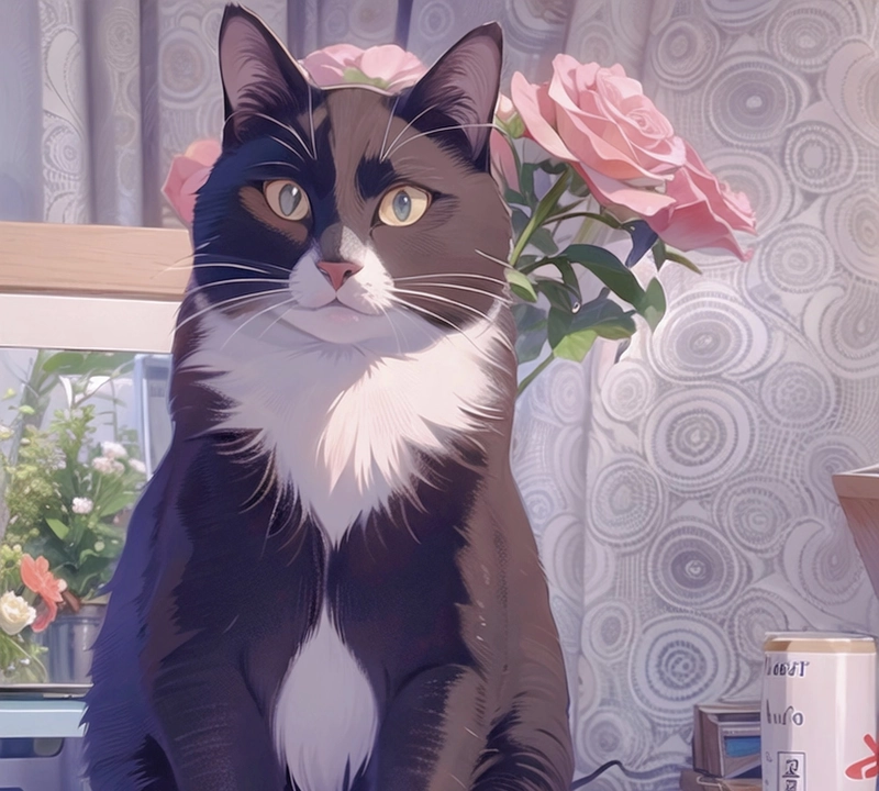 Hình ảnh mèo anime thanh thoát với thần sắc nhẹ nhàng
