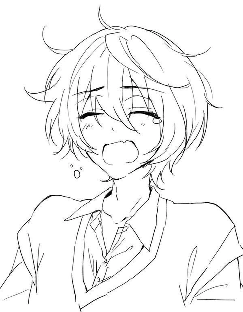 Hình anime không màu đáng yêu cùng gương mặt thanh tú