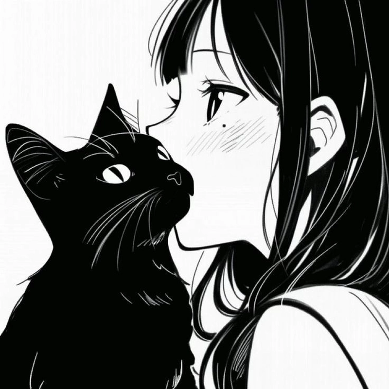 Hình anime trắng đen mơ màng với ánh nhìn sâu sắc