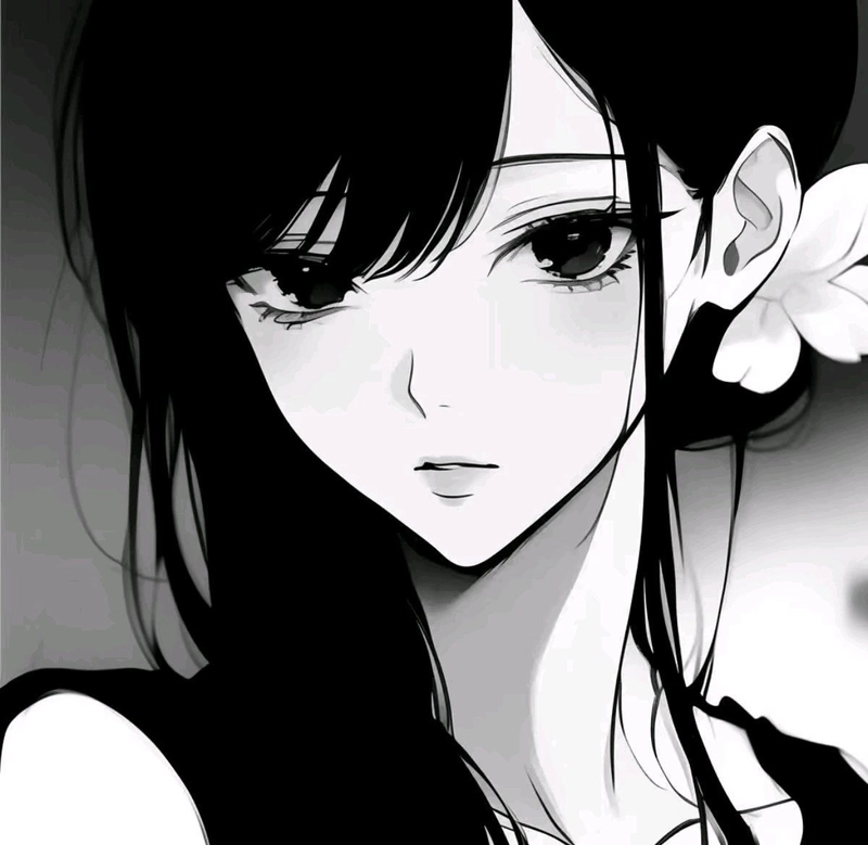 Hình anime trắng đen nghệ sĩ cùng thần sắc nổi bật