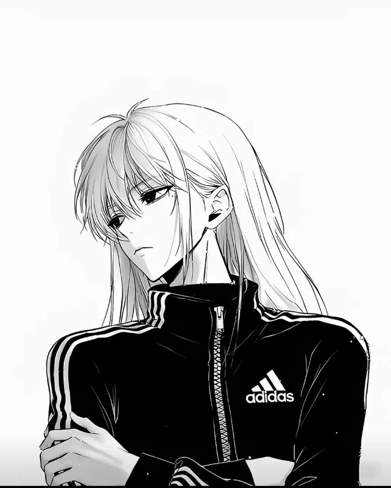 Hình anime trắng đen nghệ thuật cùng thần sắc cuốn hút