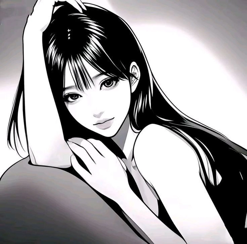 Hình anime trắng đen nổi trội với ánh nhìn cuốn hút