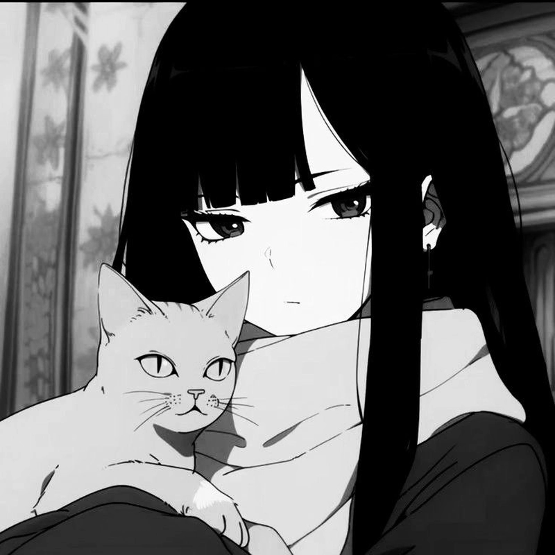 Hình anime trắng đen sắc nét cùng ánh mắt long lanh