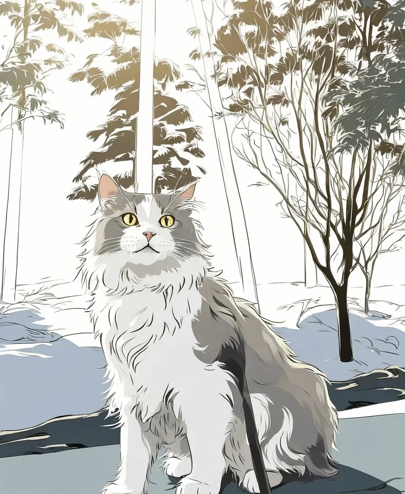 Hình mèo anime dịu dàng với ánh nhìn đầy cảm xúc