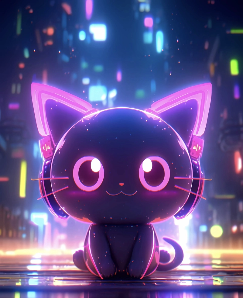 Hình mèo anime mộng mơ với ánh nhìn dịu dàng đẹp