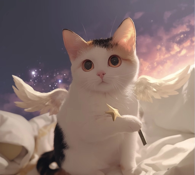 Hình mèo anime thơ mộng cùng ánh mắt sáng long lanh