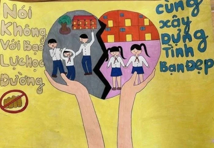 ảnh tranh vẽ phòng ngừa bạo lực học đường cho thiếu nhi