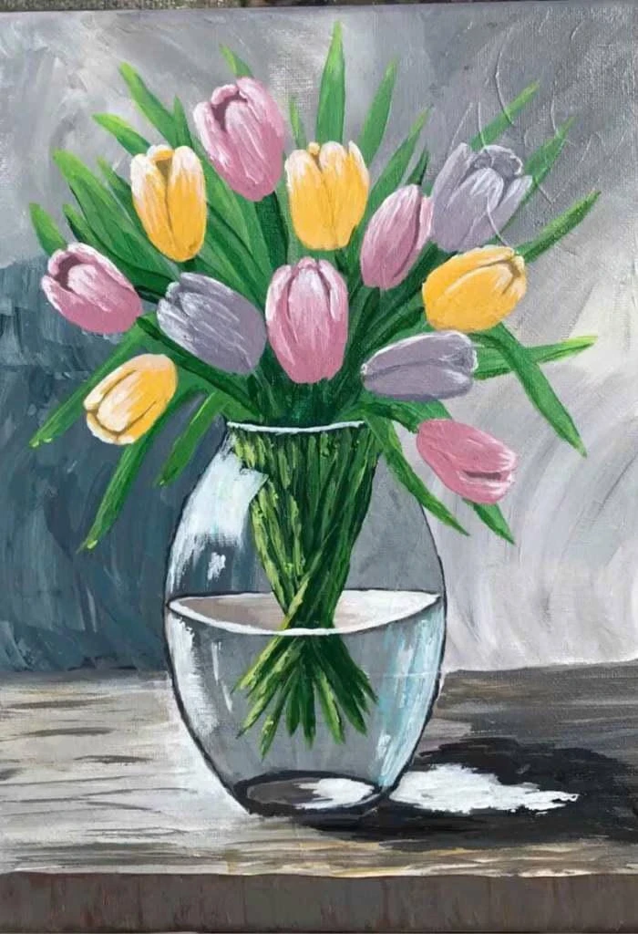 bài thực hành vẽ tranh tĩnh vật hoa tulip cơ bản
