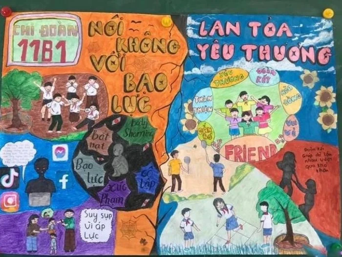 bạo lực học đường tranh vẽ mang tính giáo dục