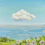 bình minh tự nhiên tranh hoa cúc trắng