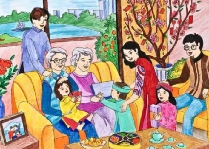 cảm xúc thân quen từ tranh vẽ gia đình