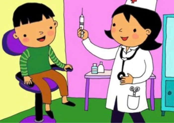 cảnh chăm sóc bệnh nhân khi vẽ tranh về nghề bác sĩ