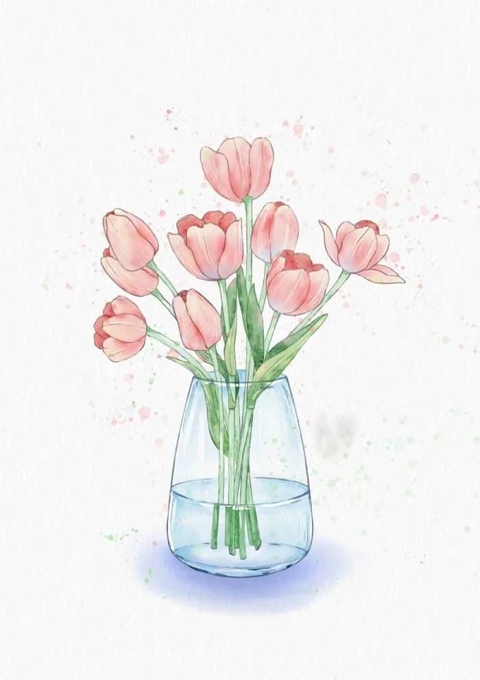 dành cho người mới vẽ tranh tĩnh vật hoa tulip