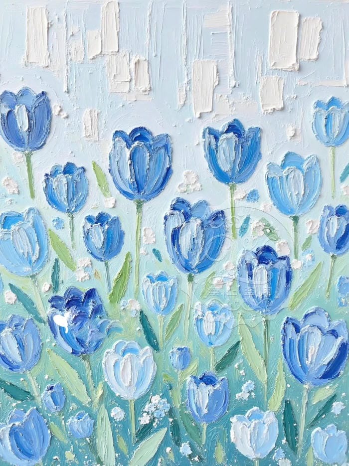 decor tinh tế với hoa tulip tranh vẽ