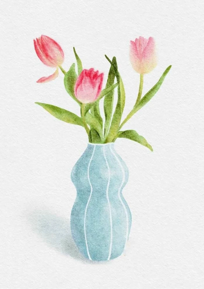 đề tài vẽ tranh tĩnh vật hoa tulip của họa sĩ trẻ