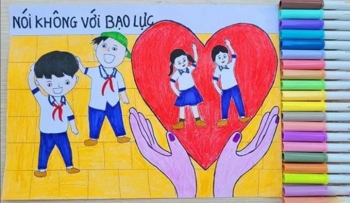 hoạt động tuyên truyền sử dụng tranh vẽ chống bạo lực học đường
