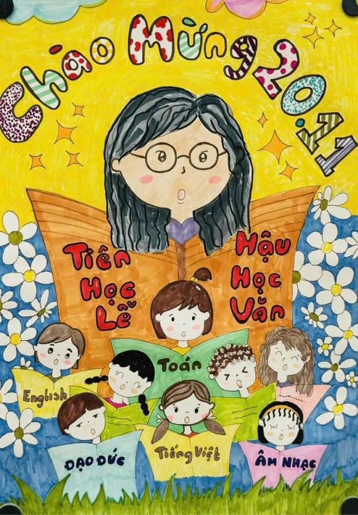 không gian đẹp tranh vẽ nghề giáo viên sáng