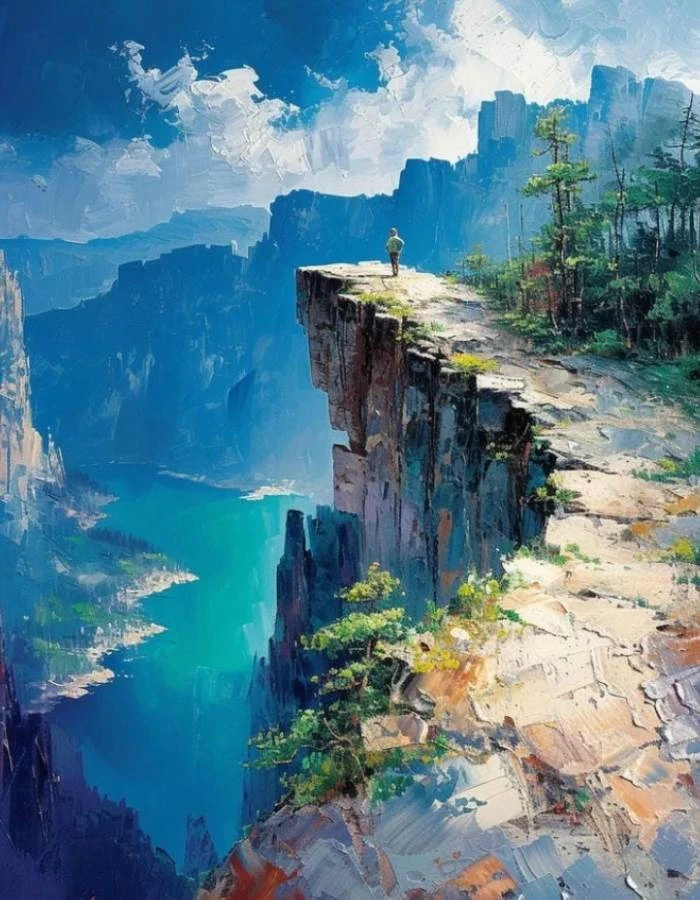 không gian yên bình phong cảnh quê hương tranh vẽ