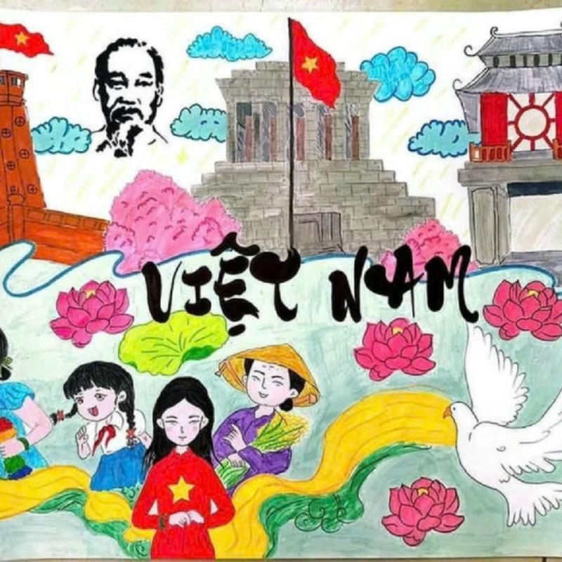 lăng bác tranh vẽ trong ngày lễ lớn