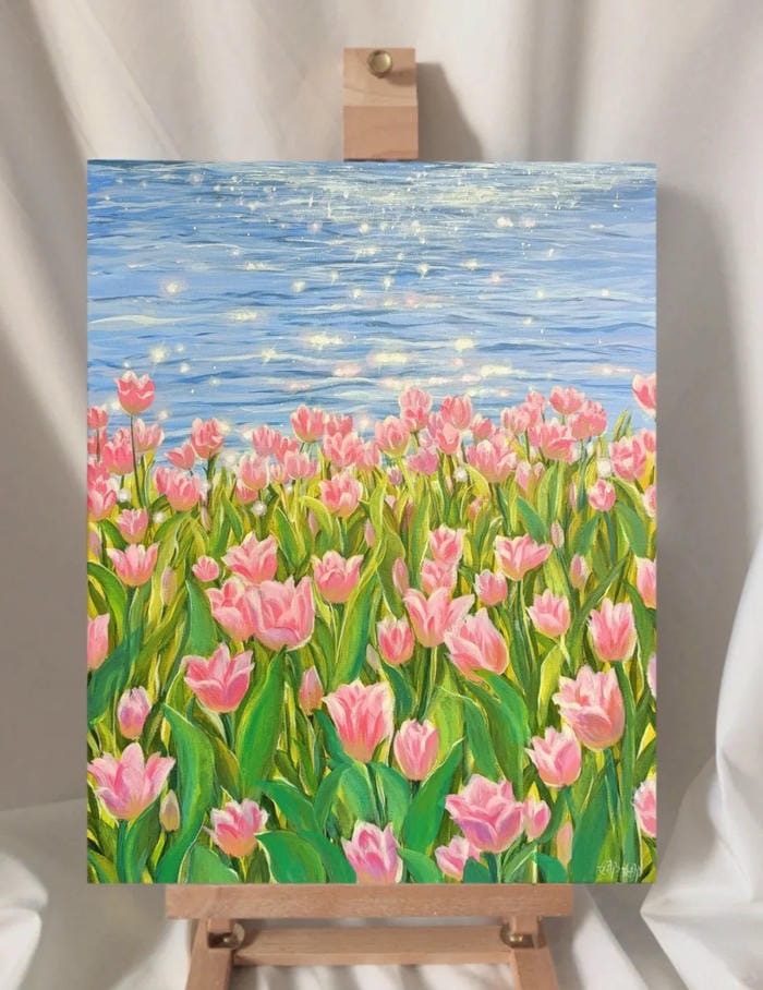 luyện tập cơ bản khi vẽ tranh hoa tulip