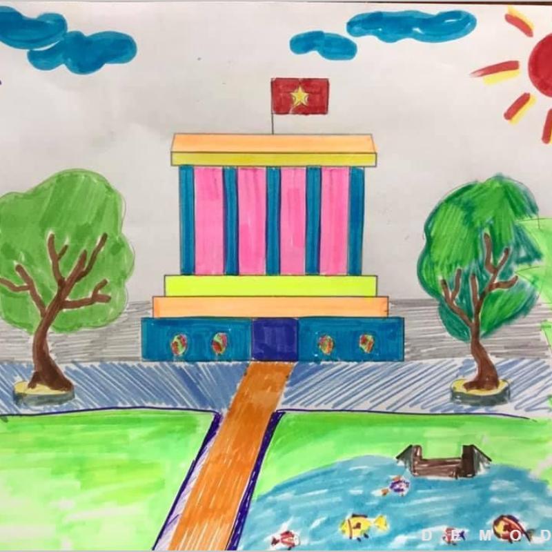 màu tranh vẽ lăng bác cho học sinh
