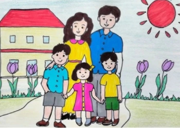 nếp sinh hoạt hiện rõ qua tranh vẽ gia đình