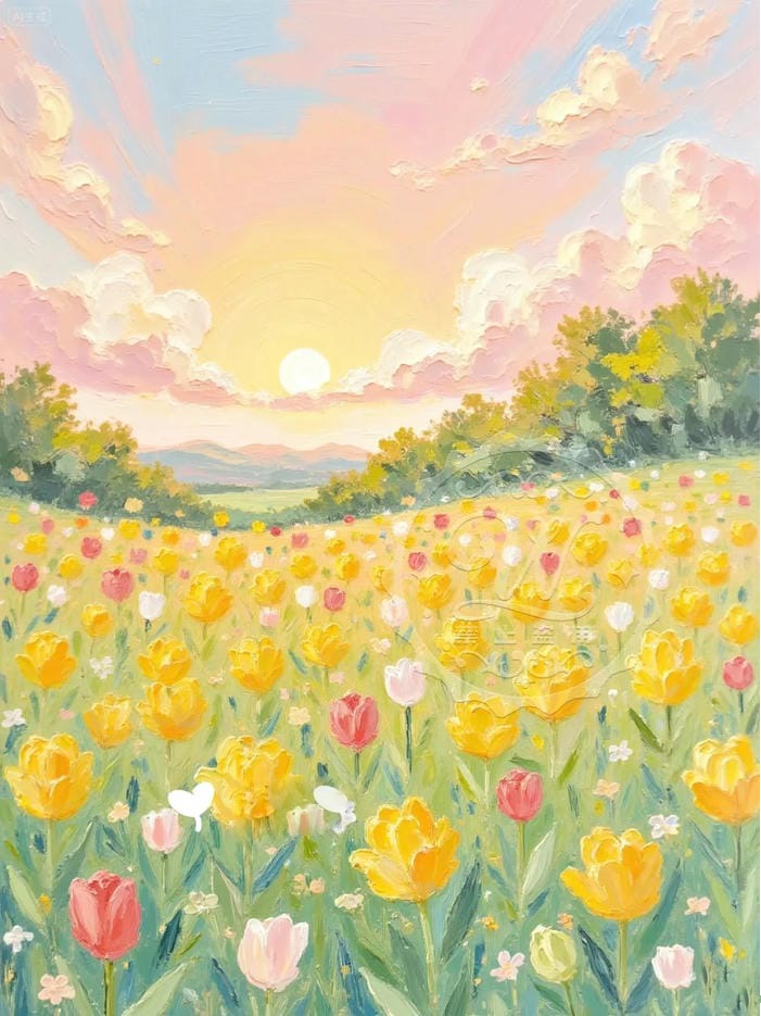 nét tối giản của tranh vẽ hoa tulip đơn giản