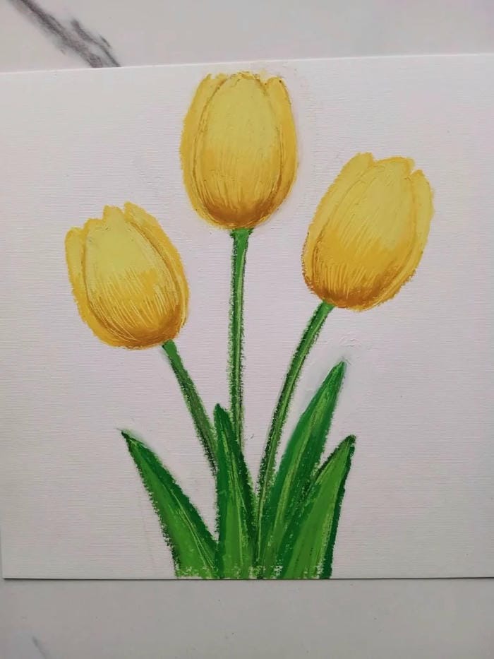 phong cảnh thiên nhiên tranh vẽ cánh đồng hoa tulip