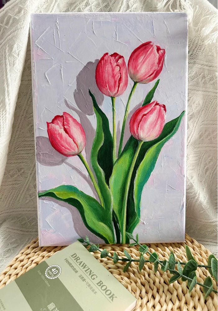 sắc màu dịu nhẹ của tranh vẽ hoa tulip bằng màu nước