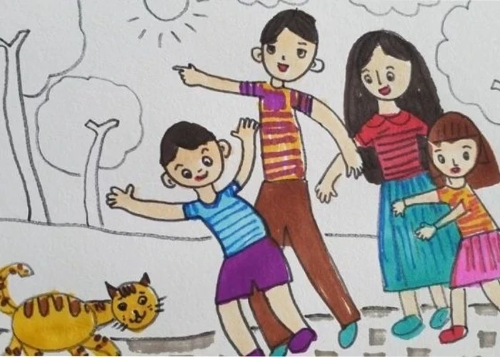 sắc thái ấm làm nên tranh vẽ gia đình