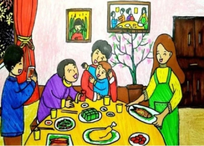 sự gần gũi toát lên từ tranh vẽ gia đình