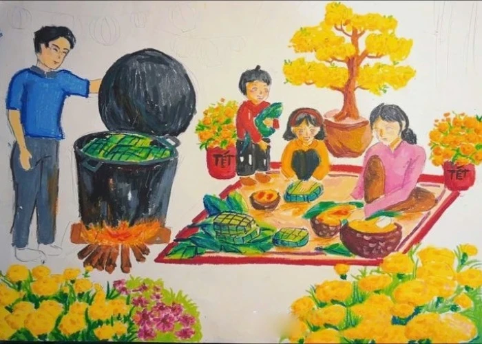 sự gắn kết thể hiện rõ trong tranh vẽ gia đình