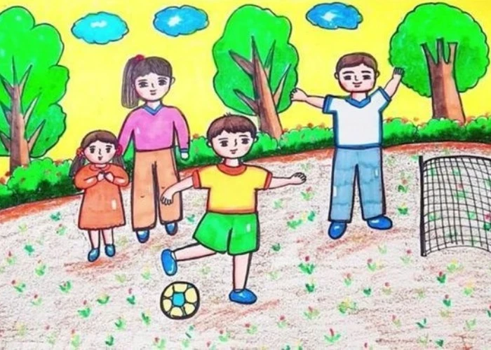 sum họp lan tỏa từ tranh vẽ gia đình hạnh phúc
