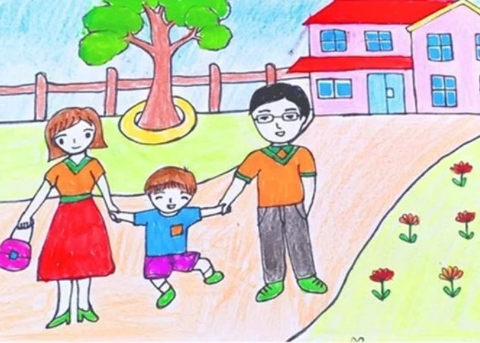 tình thân chất chứa trong tranh vẽ gia đình