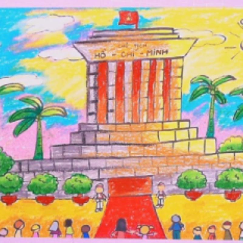 tô màu tranh vẽ lăng bác hồ trang nghiêm