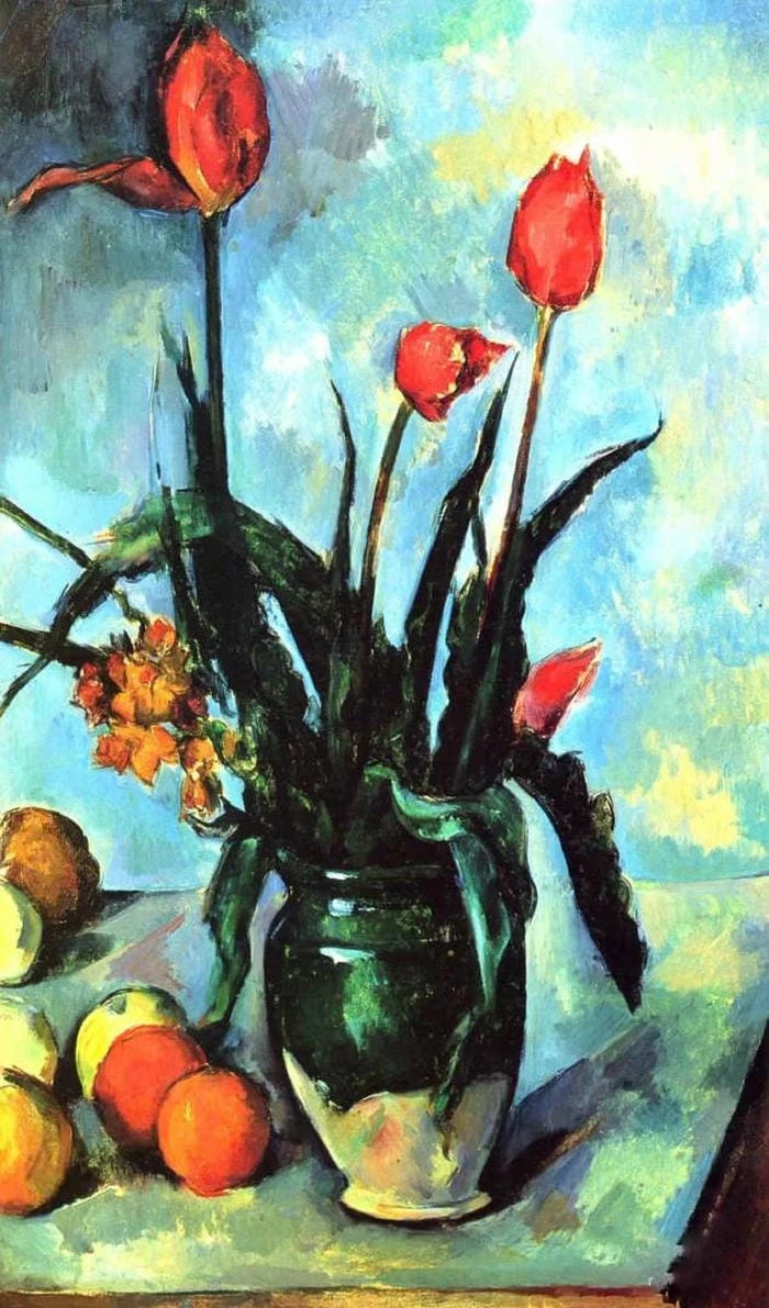 tranh tĩnh vật hoa tulip không gian yên tĩnh