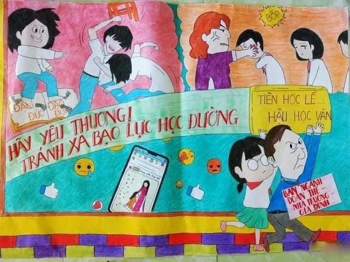 tranh vẽ chống bạo lực học đường đề cao tôn trọng